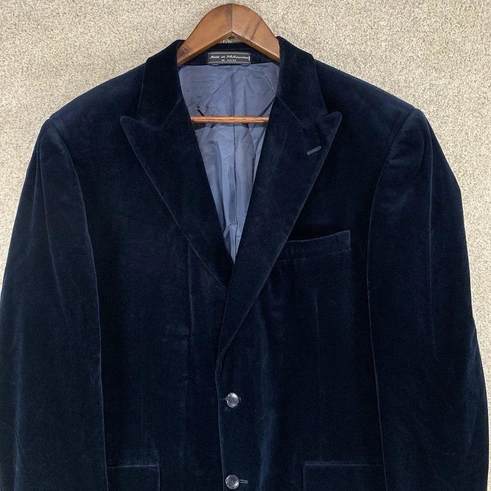 Haspel Sports Coat Blazer Rich Blue Velvet 44L Hoco Dinner Party Formal Wedding